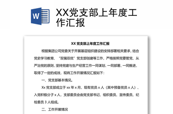 XX黨支部上年度工作匯報(bào)