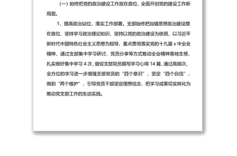 XX黨支部上年度工作匯報