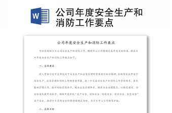 公司年度安全生產和消防工作要點