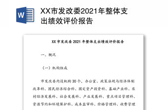 XX市發改委2021年整體支出績效評價報告