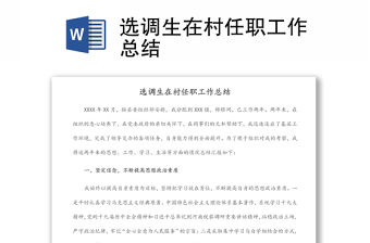 選調生在村任職工作總結