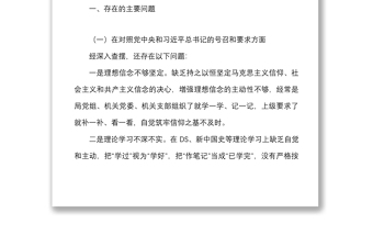 2021年DS学习教育组织生活会个人对照检查材料范文四个对照