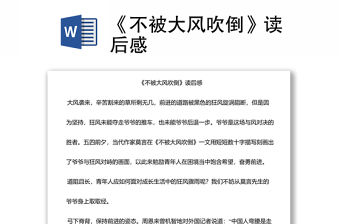 《不被大風吹倒》讀后感