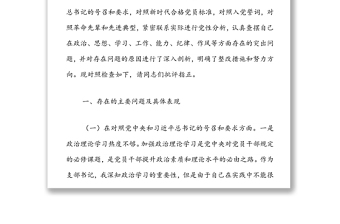 政府机关党支部书记2021年度组织生活会检查发言材料（四个对照）