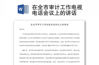在全市審計工作電視電話會議上的講話