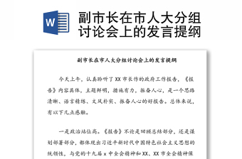副市長在市人大分組討論會上的發(fā)言提綱