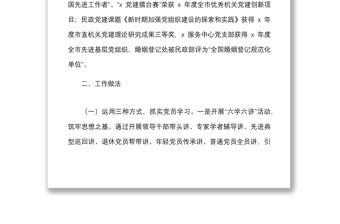 市民政局黨建工作匯報范文工作總結報告