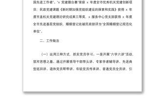 市民政局黨建工作匯報范文工作總結報告
