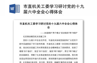 市直機關工委學習研討黨的十九屆六中全會心得體會