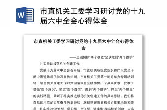 市直機(jī)關(guān)工委學(xué)習(xí)研討黨的十九屆六中全會心得體會