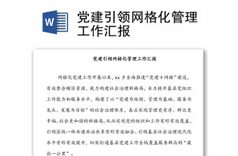 黨建引領網格化管理工作匯報