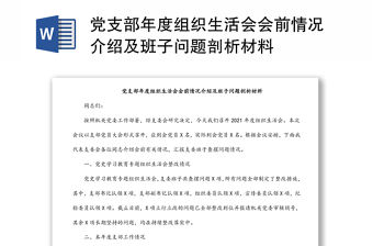 黨支部年度組織生活會會前情況介紹及班子問題剖析材料