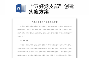 “五好黨支部”創(chuàng)建實施方案