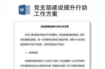黨支部建設(shè)提升行動(dòng)工作方案
