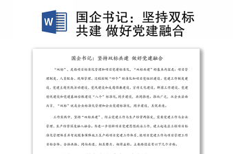 國企書記：堅持雙標共建 做好黨建融合