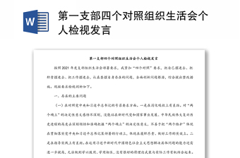 第一支部四個(gè)對(duì)照組織生活會(huì)個(gè)人檢視發(fā)言