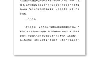 5篇贯彻落实安委会安全生产十五条重要举措开展安全生产专项大检查工作实施方案范文5篇