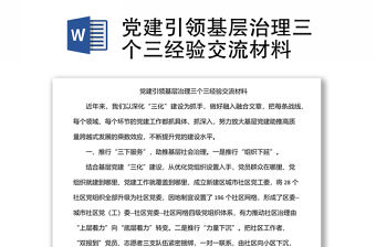 黨建引領基層治理三個三經驗交流材料