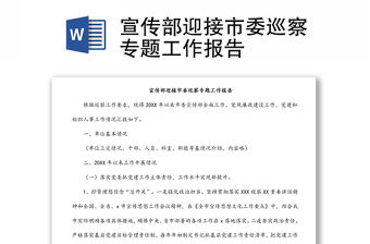 宣傳部迎接市委巡察專題工作報告