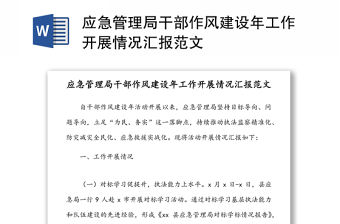 應急管理局干部作風建設年工作開展情況匯報范文