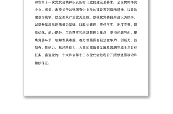 党建方案2022年党建工作要点范文国有企业工作计划方案思路