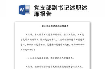 黨支部副書記述職述廉報告