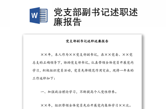 黨支部副書記述職述廉報告