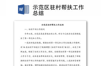示范區駐村幫扶工作總結
