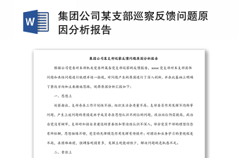 集團公司某支部巡察反饋問題原因分析報告