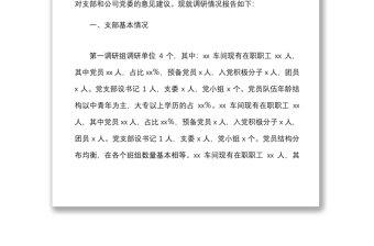 党建调研公司基层党组织党建基础工作调研报告范文集团企业基层党建情况存在的问题