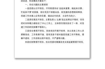 2022年市局黨建工作調研檢查反饋問題整改方案