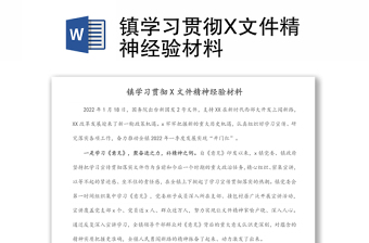 鎮(zhèn)學(xué)習(xí)貫徹X文件精神經(jīng)驗(yàn)材料