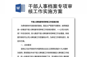 干部人事檔案專項審核工作實施方案