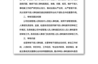 干部人事檔案專項審核工作實施方案