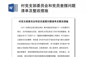 村黨支部委員會和黨員查擺問題清單及整改措施