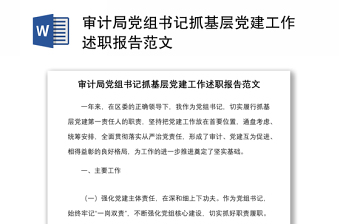 審計局黨組書記抓基層黨建工作述職報告范文