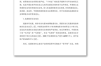 關于“十四五”時期積極應對我國糧食安全思考與對策研究