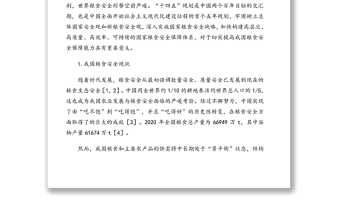 關(guān)于“十四五”時期積極應(yīng)對我國糧食安全思考與對策研究