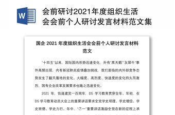 會前研討2021年度組織生活會會前個人研討發言材料范文集團公司企業國有企業心得體會