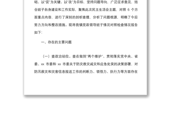 班子对照检查x720特大暴雨灾害追责问责案件以案促改民主生活会对照检查材料范文六查问题检视剖析材料发言提纲