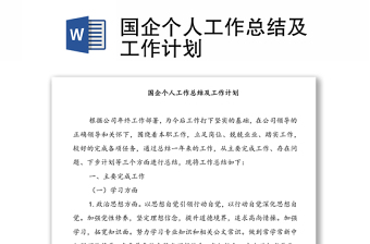 國企個人工作總結(jié)及工作計劃