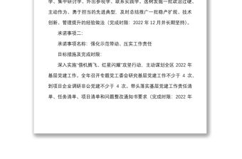 10篇承諾事項書記抓基層黨建工作承諾事項清單范文10篇含事項名稱目標措施完成時限書記項目參考