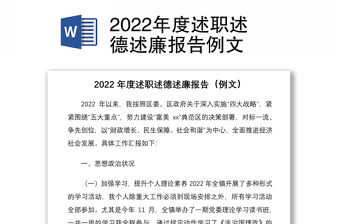 2022年度述職述德述廉報告例文