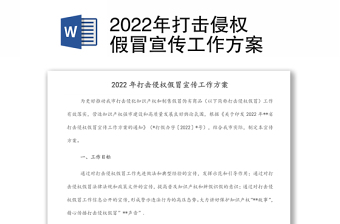 2022年打擊侵權(quán)假冒宣傳工作方案