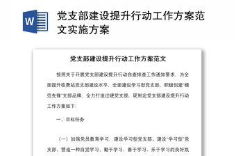 黨支部建設(shè)提升行動(dòng)工作方案范文實(shí)施方案