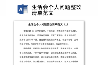 生活會個人問題整改清單范文