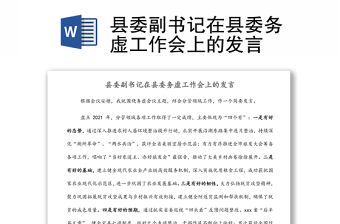縣委副書記在縣委務(wù)虛工作會上的發(fā)言