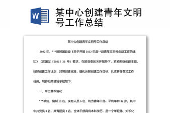 某中心創(chuàng)建青年文明號工作總結(jié)