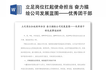 立足崗位扛起使命擔當 奮力描繪公司發(fā)展藍圖——優(yōu)秀團干部先進事跡材料