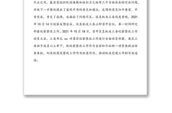 區直屬機關工作委員會關于巡察整改進展情況的報告